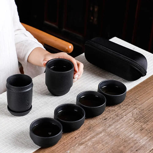 160ML Chinese Portable Black Ceramic Teapot