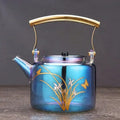 1L Colored Glass Teapot with Butterfly Pattern
