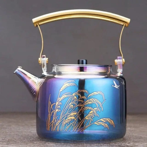 1L Wheat-Colored Glass Teapot