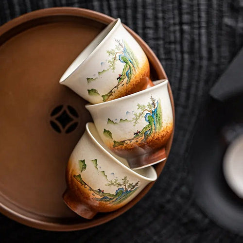 50 ml Ceramic Teacup with Landscape Painting