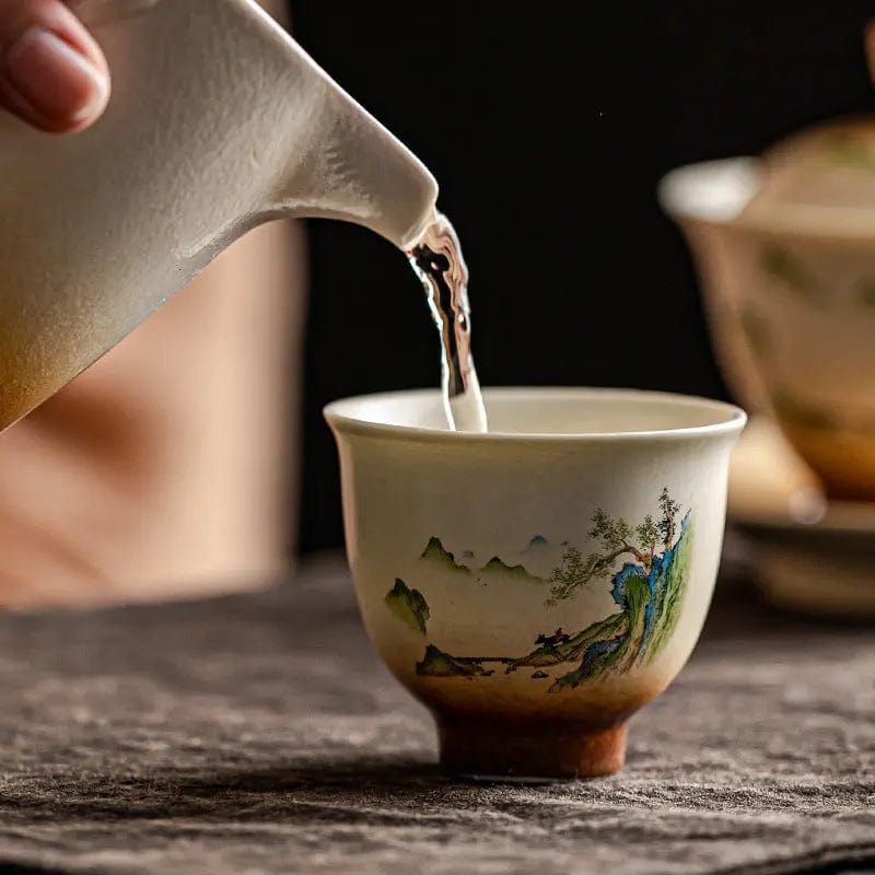 50 ml Ceramic Teacup with Landscape Painting