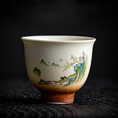 50 ml Ceramic Teacup with Landscape Painting