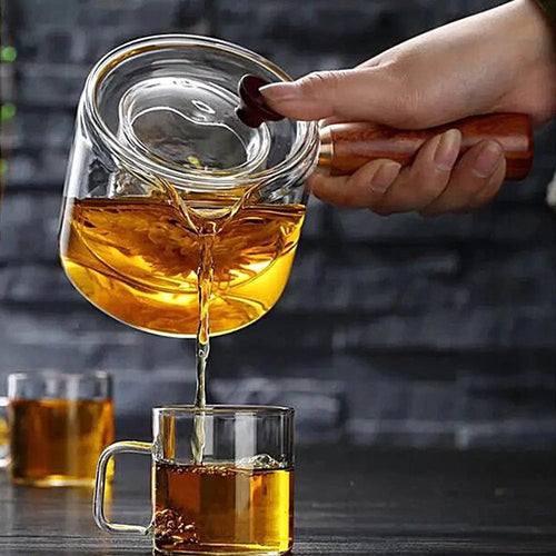 500ML Wooden Glass Teapot