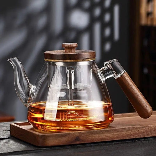 900ML Glass and Wood Teapot