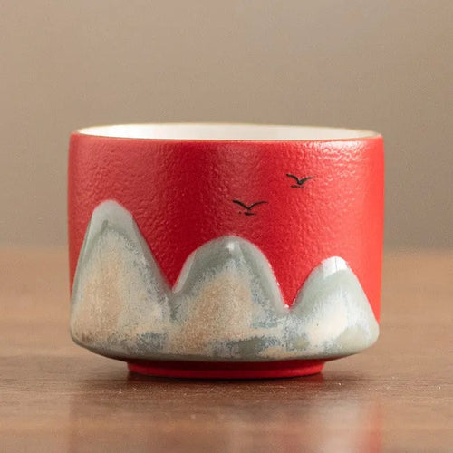Ceramic Teacups with Mountain Motifs 75ml