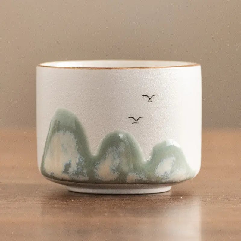 Ceramic Teacups with Mountain Motifs 75ml