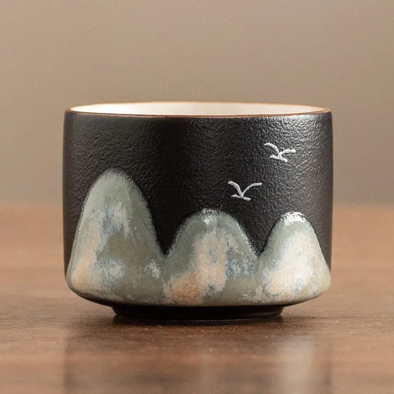 Ceramic Teacups with Mountain Motifs 75ml
