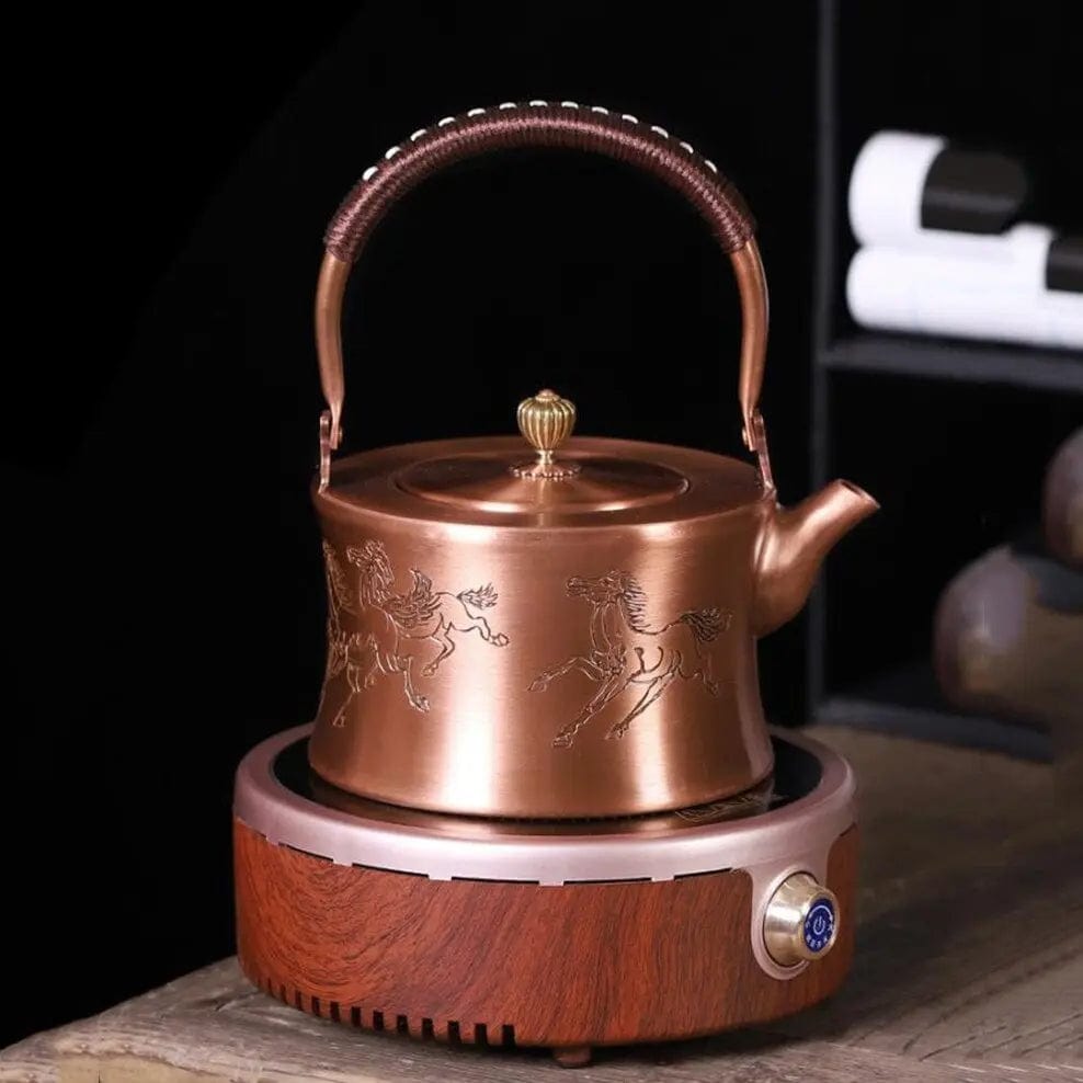 Chinese Copper Teapot with Horse Motifs 1L