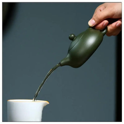 Chinese Green Flat Clay Teapot 200ML
