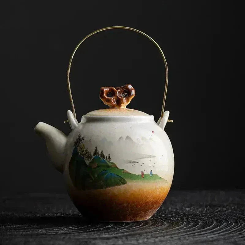 Chinese Porcelain Teapot Landscape Painting 300ml