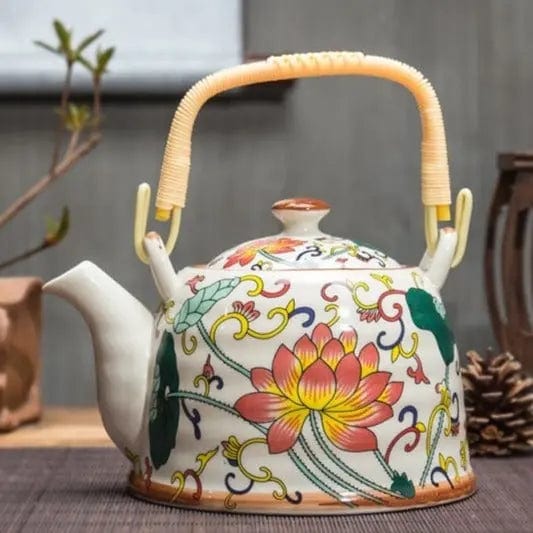 Chinese Porcelain Teapot with Colorful Flowers, 900 ml