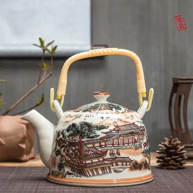 Chinese Porcelain Temple Teapot 900ML