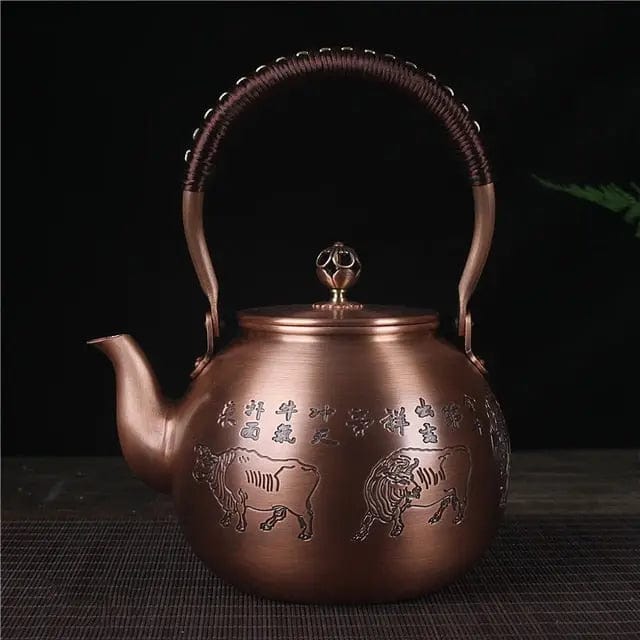 Chinese Round Copper Teapot Bulls 1.5L
