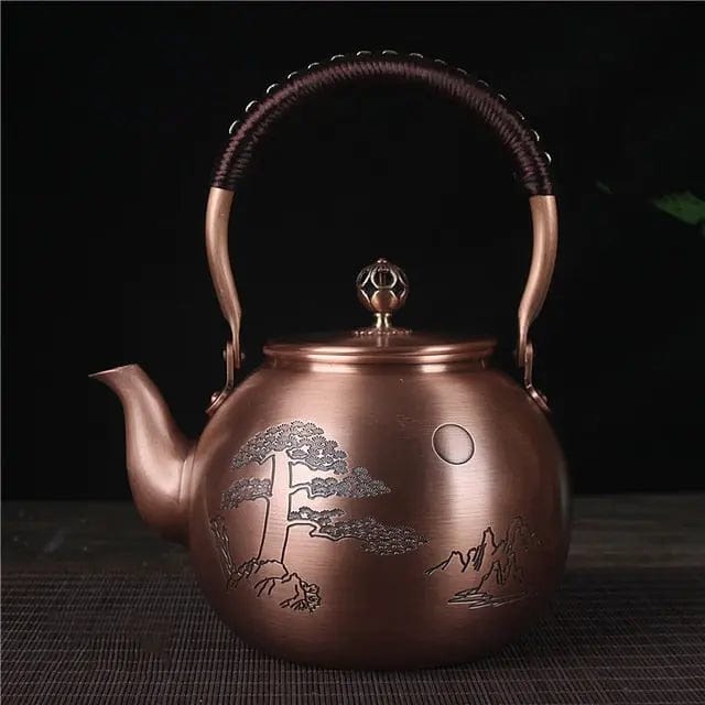 Chinese Round Copper Teapot Full Moon 1.5L