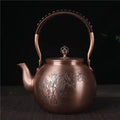 Chinese Round Copper Teapot Leaves 1.5L