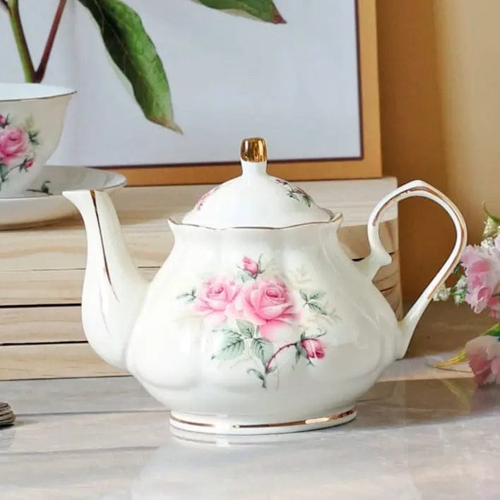 English Camellia Flower Porcelain Teapot 500ML