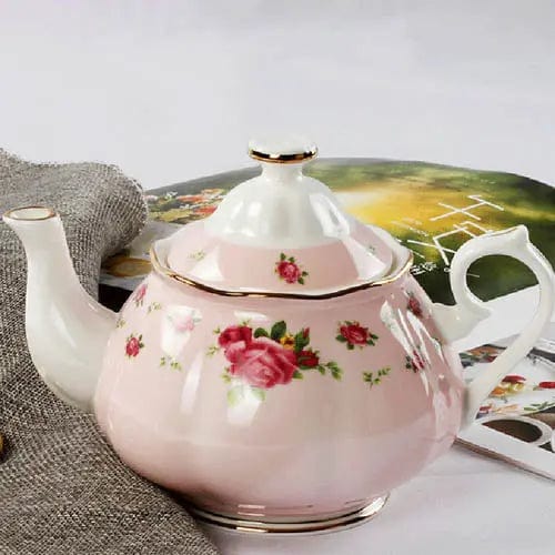 English Pink Floral Porcelain Teapot 1L