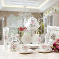 English Porcelain Tea Set with Camellia Flowers – Teapot 500 ml and 4 Cups