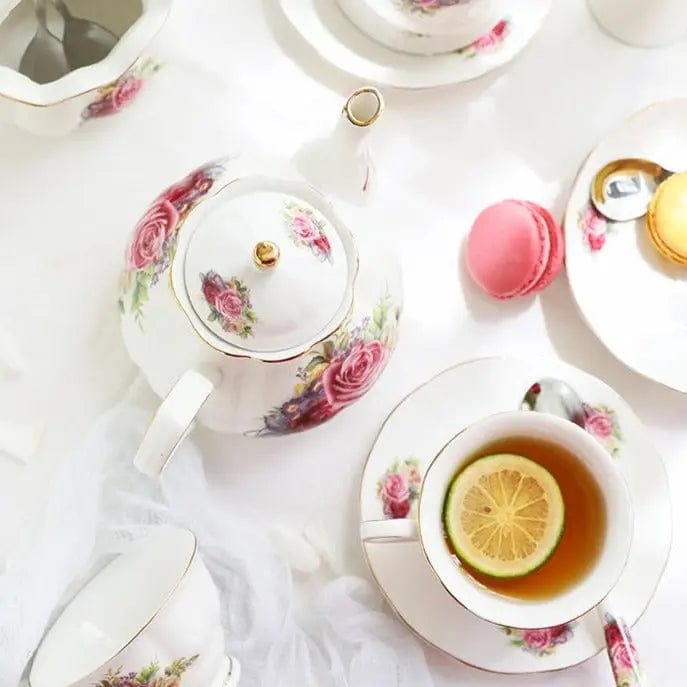 English Porcelain Tea Set with Roses