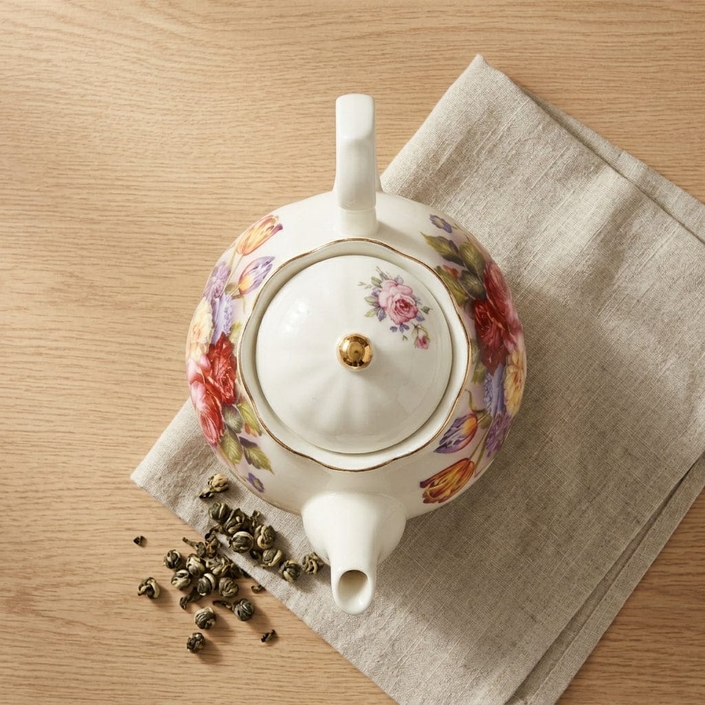 English Porcelain Teapot 400 ml with Floral Pattern