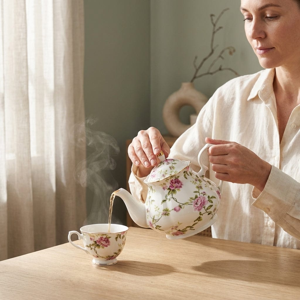 English Porcelain Teapot 400 ml with Floral Pattern