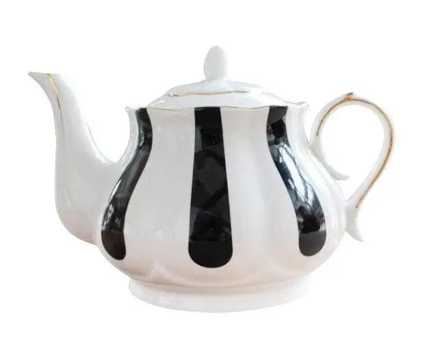 English Porcelain Teapot with Black Stripes, 860 ml