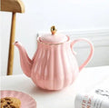 English Pumpkin-Shaped Porcelain Teapot 1L