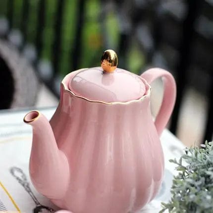 English Pumpkin-Shaped Porcelain Teapot 1L