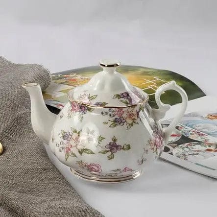 English Purple Floral Porcelain Teapot 1.5L