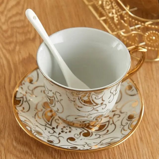 English White and Gold Porcelain Tea Set