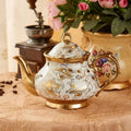 English White and Gold Porcelain Teapot 1L