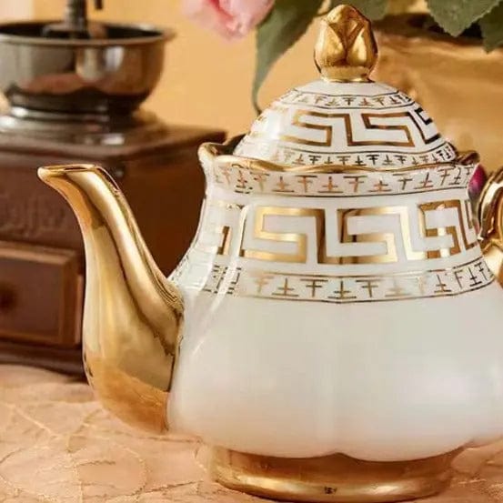 English White and Gold Porcelain Teaset