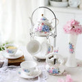 English White, Pink, and Blue Porcelain Tea Set