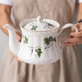 English White Relief Porcelain Teapot 850ML