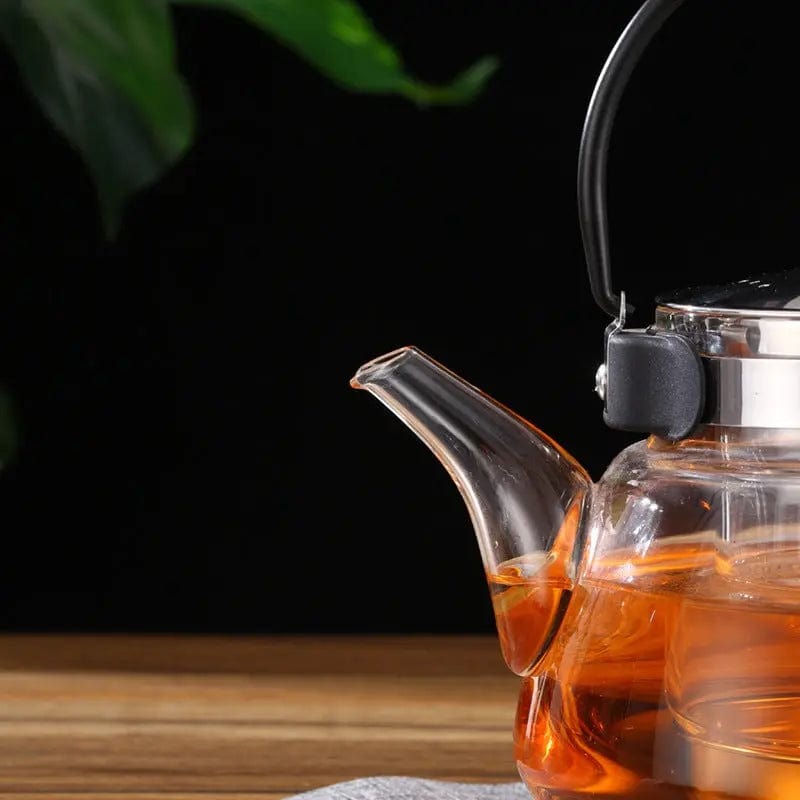 Glass Teapot Pear with Black Handle 800ml