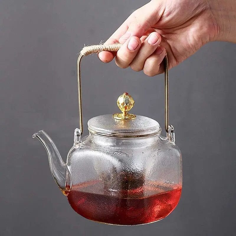 Glass Teapot with Copper Handle, 700 ml