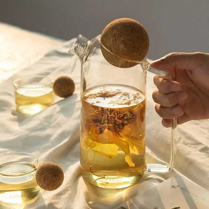 Glass Teapot with Cork Pattern 250ML - 750ML