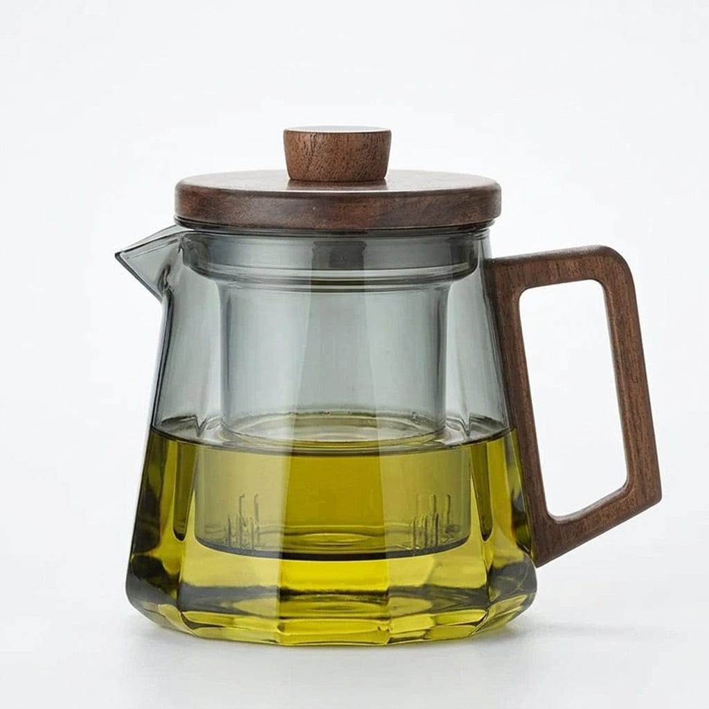 Glass Teapot with Infuser and Walnut Handle – Scandinavian Design 500ml / 700ml