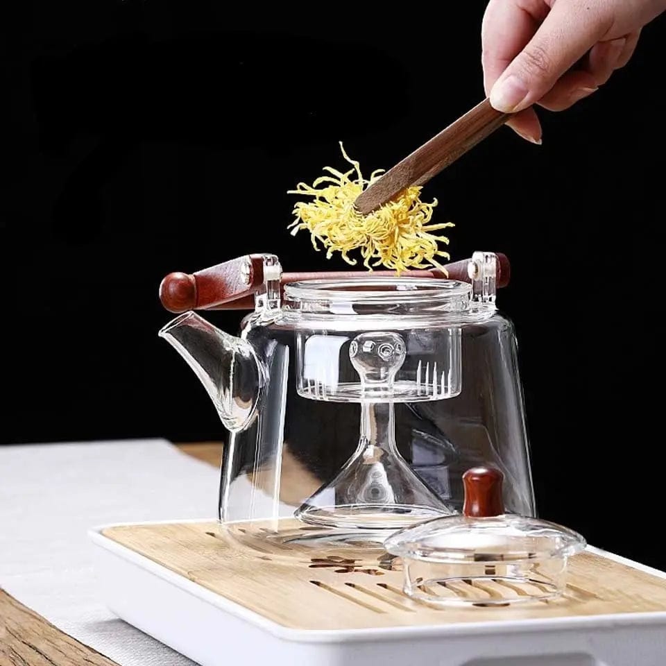 Glass Teapot with Square Handle 1L