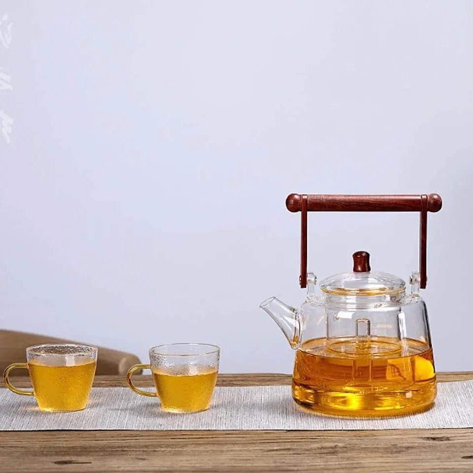 Glass Teapot with Square Handle 1L