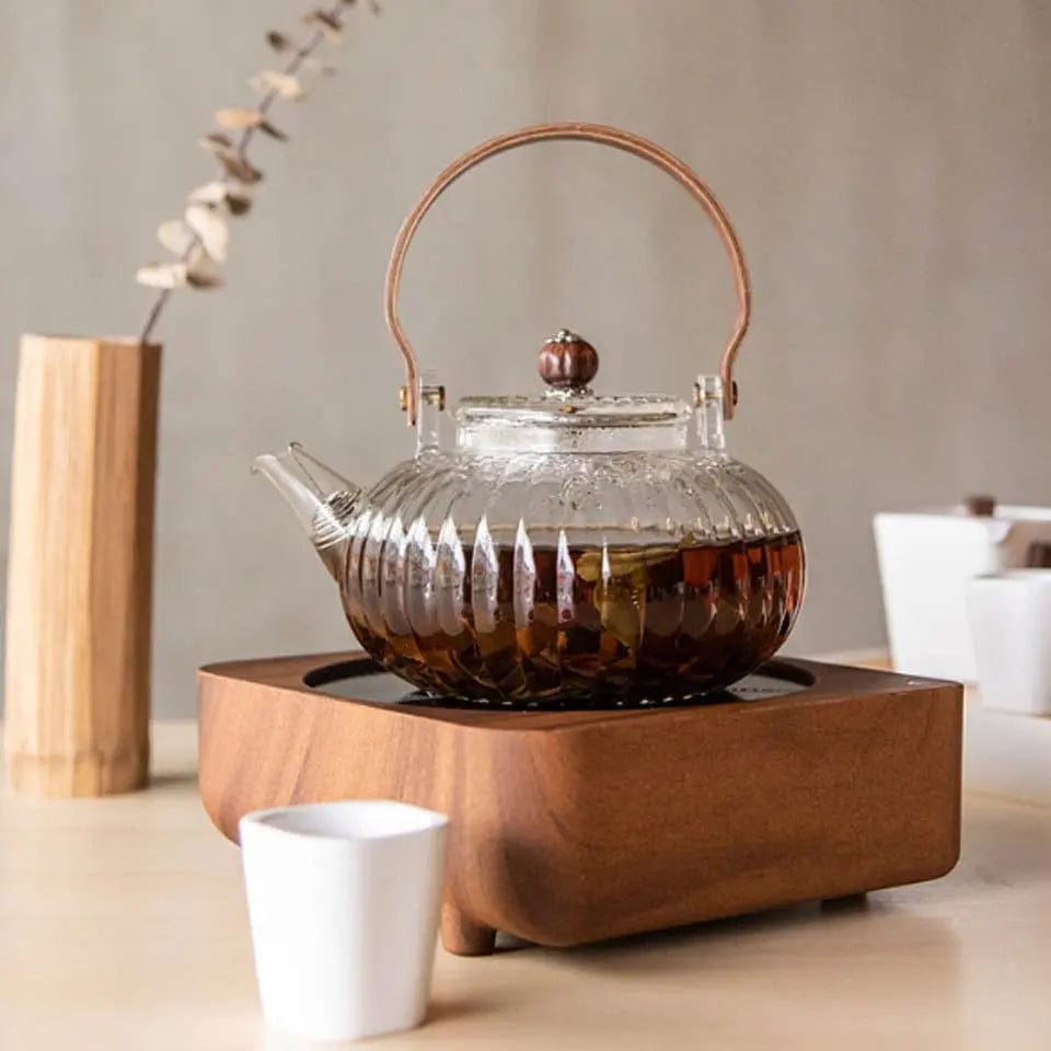Glass Teapot with Wooden Handle 900ML