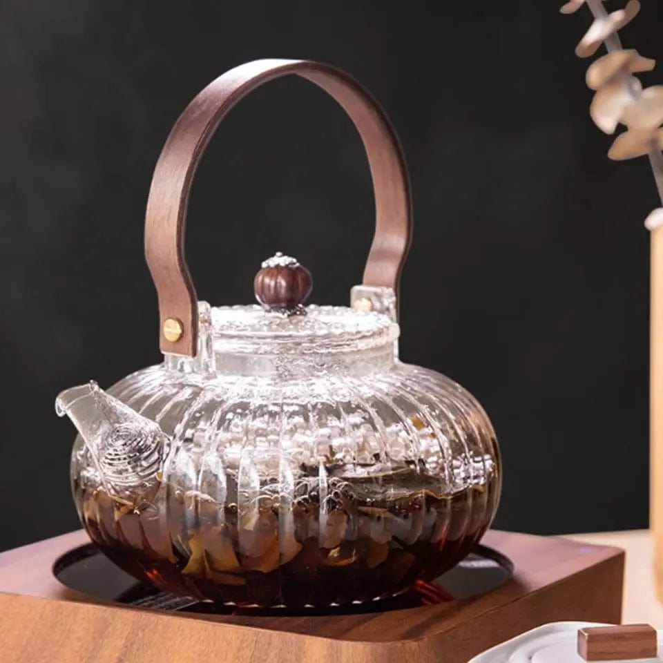 Glass Teapot with Wooden Handle 900ML
