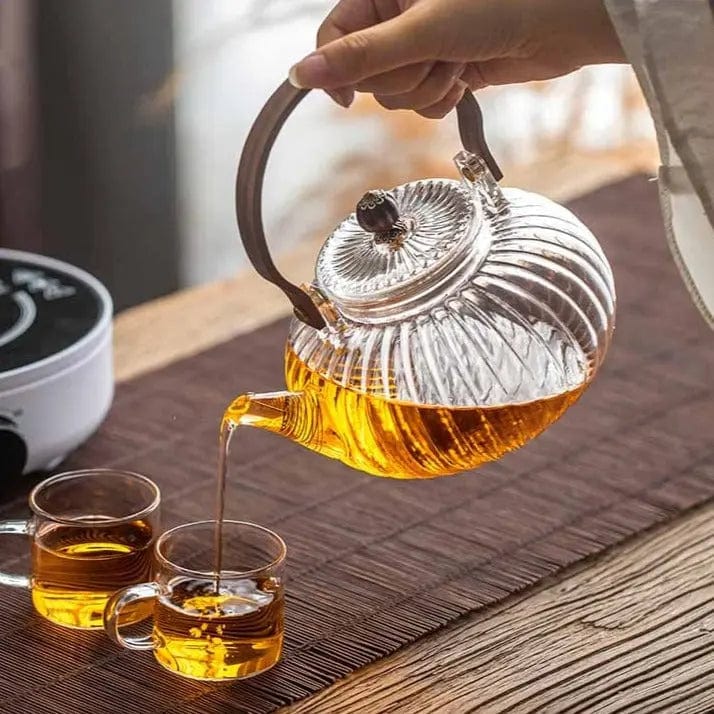 Glass Teapot with Wooden Handle 900ML