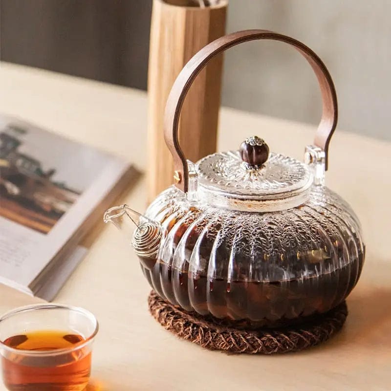 Glass Teapot with Wooden Handle 900ML