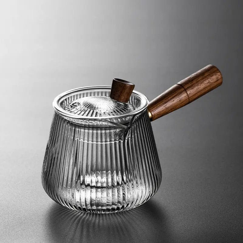 Glass Teapot with Wooden Side Handle 400 ml
