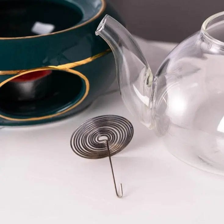 Golden Flowers Glass Teapot 600ML