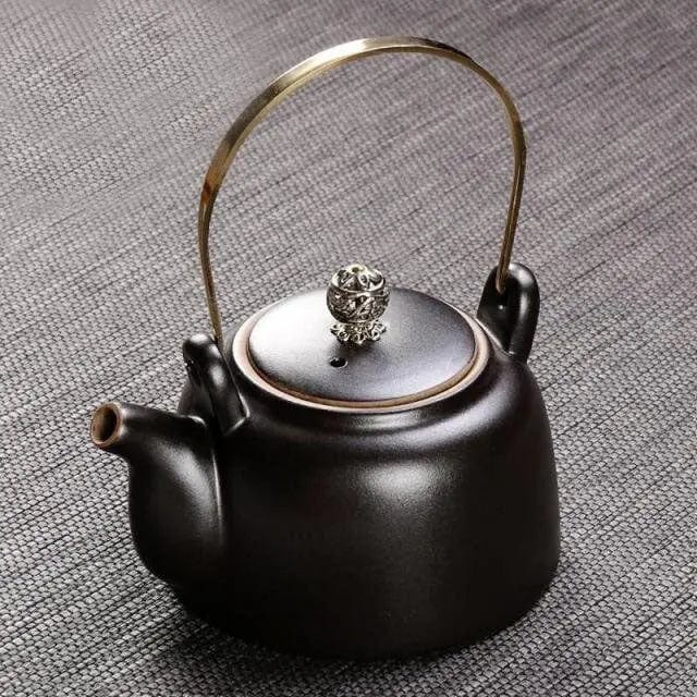 Japanese Antique Black Ceramic Teapot 250 ml
