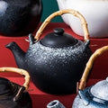 Japanese Black Speckled Ceramic Bamboo Teapot 800ML
