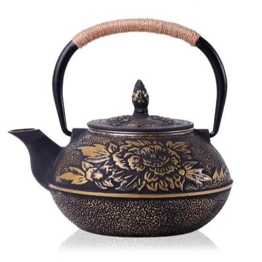 Japanese Cast Iron Teapot, Large, Flower, 800 ml