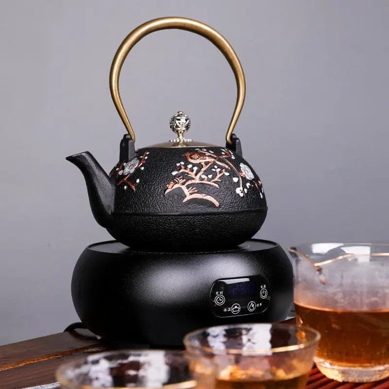 Japanese Cast Iron Teapot with White Cherry Blossom, 1.2 Liter